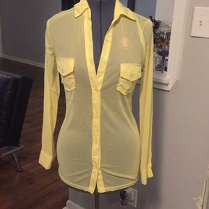 Yellow sheer button up